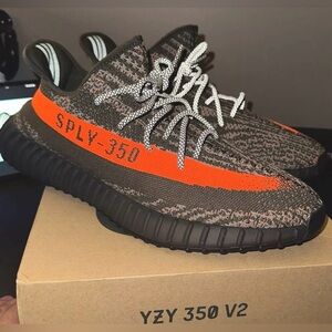 Yeezy Boost 350 V2 Black and Orange Sneakers